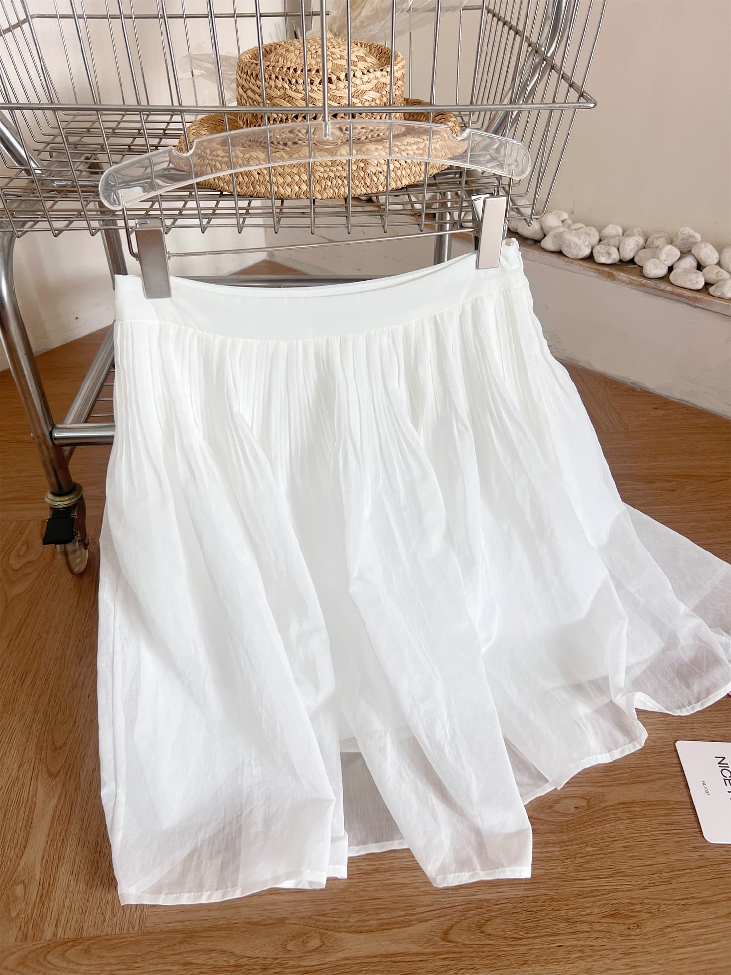 puki 클래식 무거운 작업 발레 퍼프 우산 치마 단어 Pleat Tulle 미니멀리즘 반신 스커트 상세 이미지 21