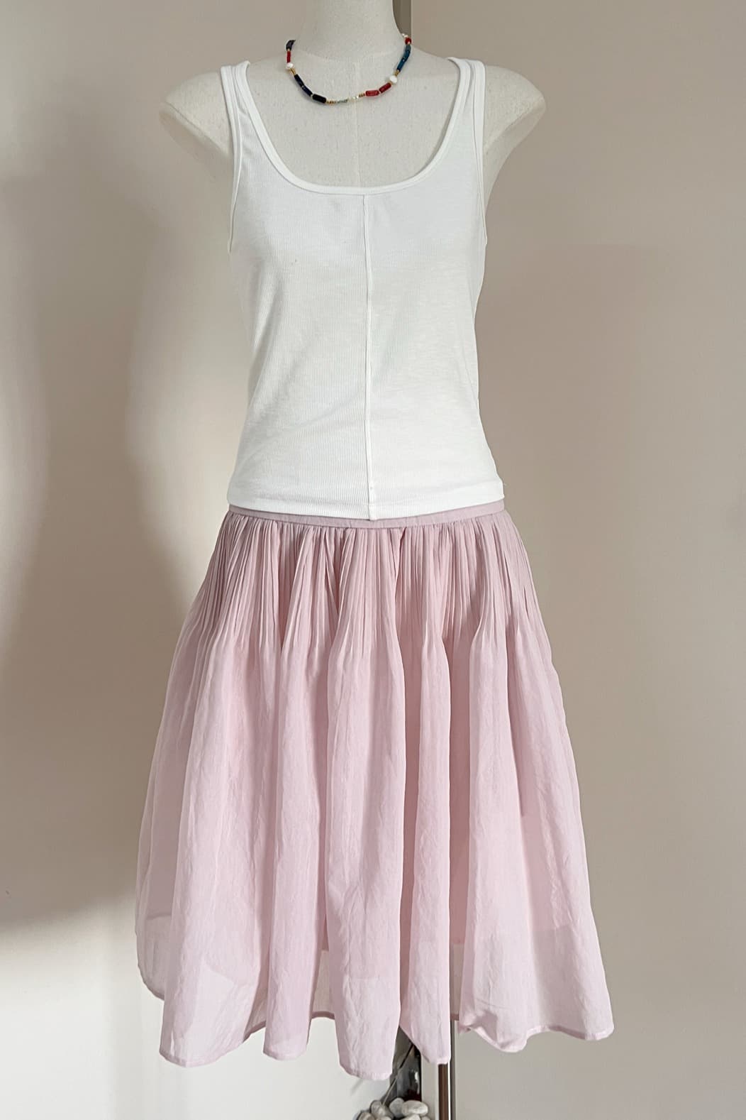puki 클래식 무거운 작업 발레 퍼프 우산 치마 단어 Pleat Tulle 미니멀리즘 반신 스커트 이미지 6