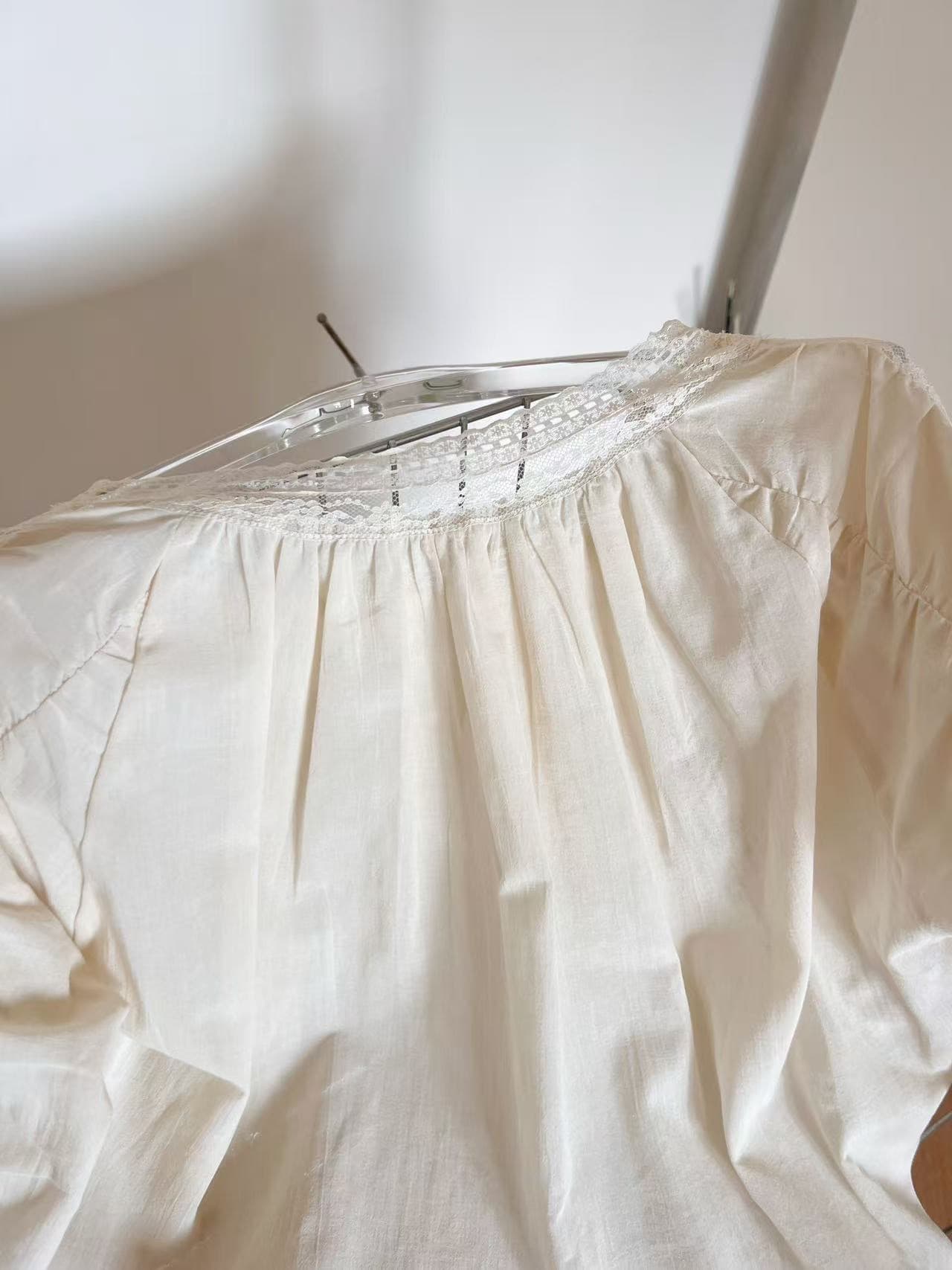 para jie 시 지에 romantic blouse 순면 프랑스식 레이스 여성 셔츠 여름 부드러운 짧은 맨위 상세 이미지 12