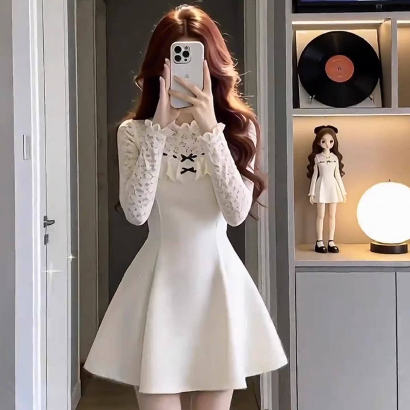 천 금빛 바람 품격 작은 샤넬 스타일 레이스 드레스 2026 봄 새로운 절묘한 아름다운 예복 허리 수축 미니 스커트 여성