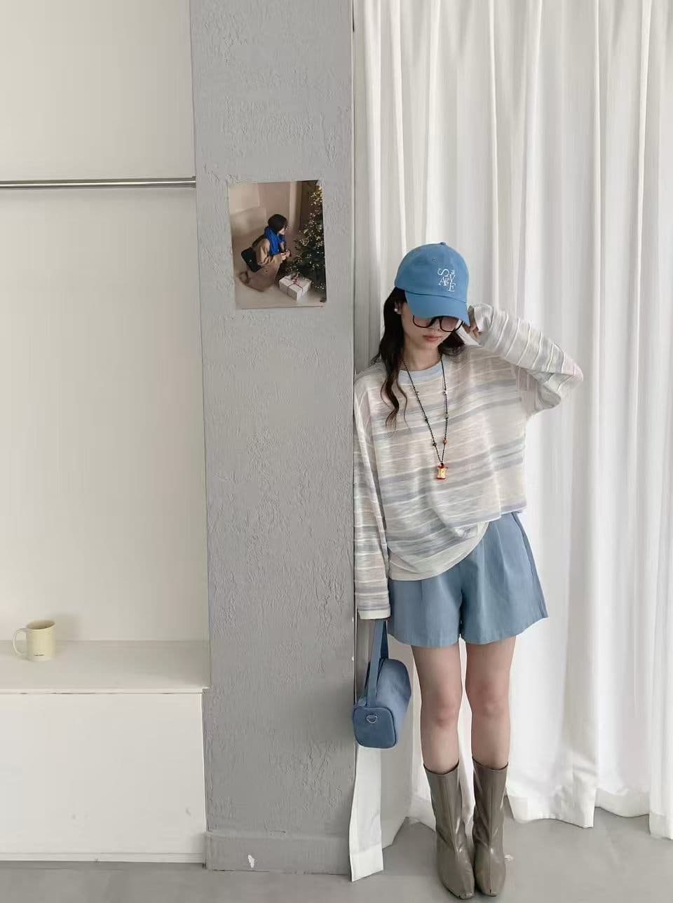 여름 배색 스트라이프 주간 실크 Tulle 자외선 차단 에어컨 블라우스 여성 외부 가져 가라. 작은 키 얼음 실크 긴팔 티셔츠 맨위 상세 이미지 13