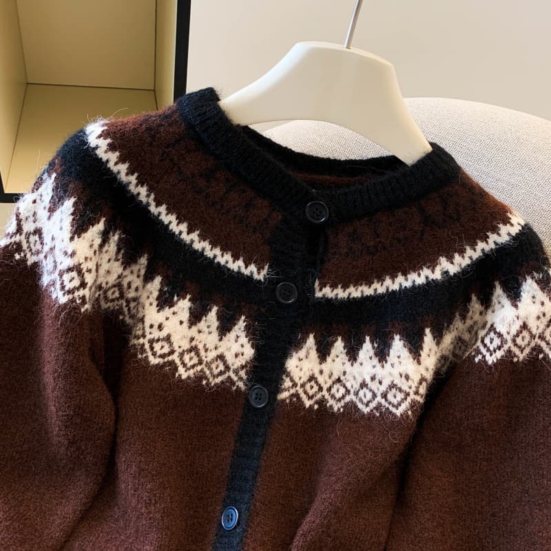 실사 가을 겨울 새로운 공정한 섬 스웨터 여성 코트 작은 대중 다용도 니트 오픈 가디건 Chic 쇼트 스타일 맨위 상세 이미지 24