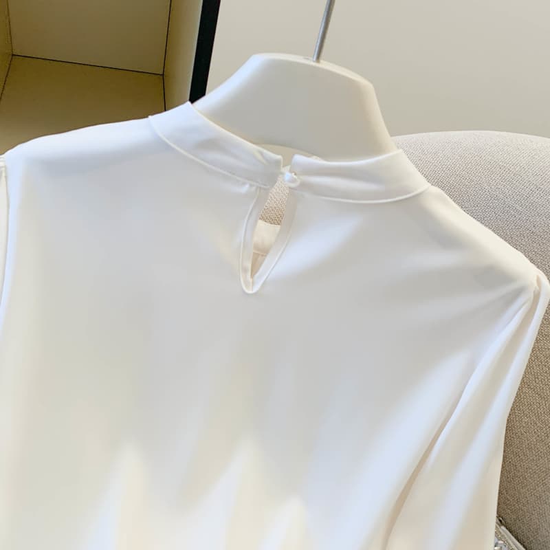 실사 품격 고급 새틴 꽃 패션 출퇴근 무료 뜨거운 경력 캐주얼 쉬폰 블라우스 긴팔 셔츠 여성 셔츠 상세 이미지 14