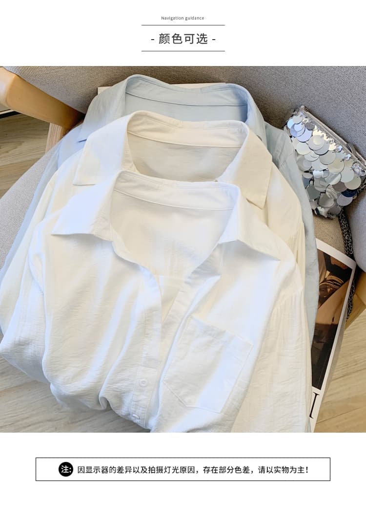 실사 가을 새로운 한 부서 루즈핏 캐주얼 다용도 페이크 레이어드 풀오버 긴팔 셔츠 여성 셔츠 상세 이미지 4