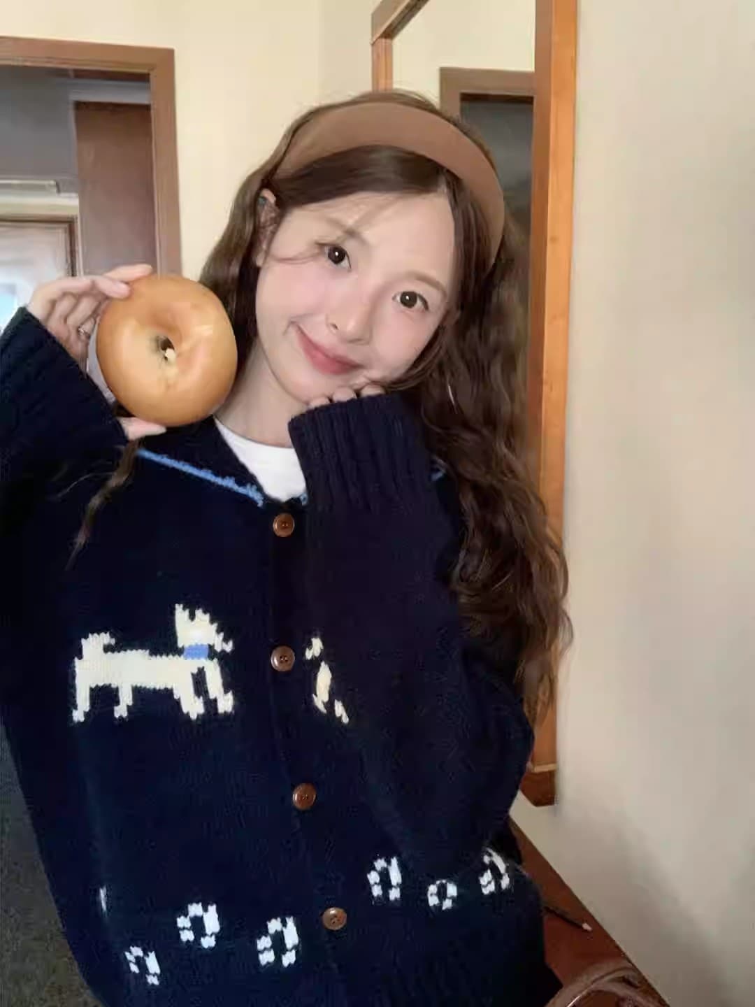 강아지 부드러운 찹쌀 스웨터 오픈 가디건 2026 가을 새로운 레트로 루즈핏 슬림해 보이는 느긋한 바람 맨위 여성 상세 이미지 2