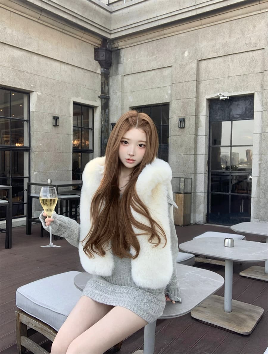 작은 키 한 부서 느긋한 바람 회색 니트 원피스 아이들 가을 겨울 새로운 스웨터 세트 타이트 스커트 투피스 세트 상세 이미지 22