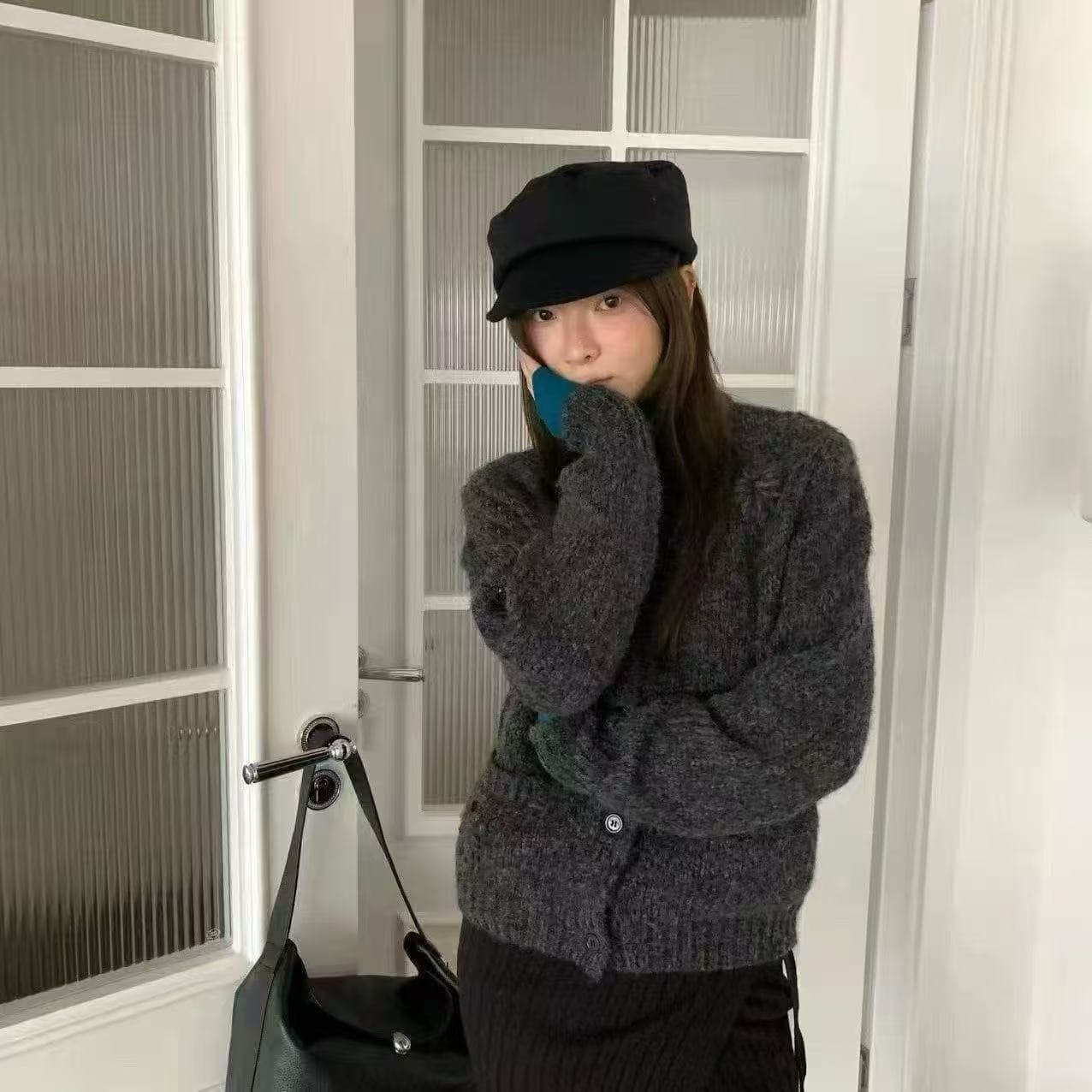 한 부서 이른 가을 3 차원 꽃 니트 오픈 가디건 여성 작은 키 쇼트 스타일 라운드 넥 부드러운 찹쌀 스웨터 외부 가져 가라. 재킷 상세 이미지 3