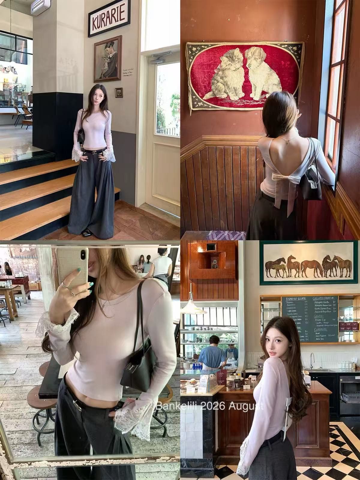 밤나무 코코아 bankelili 낭만주의 치수 프랑스식 모달 작은 대중 디자인 센스 나비 스트랩 맨위 이미지 4