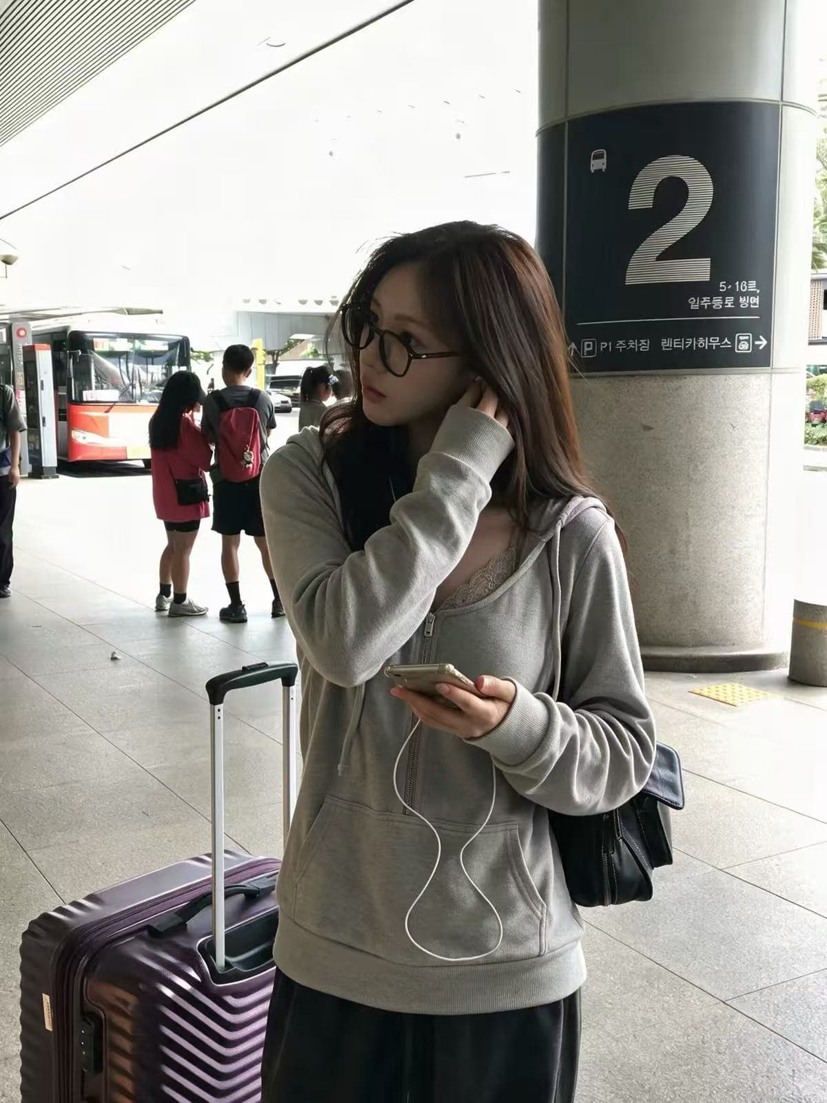 아메리칸 레트로 bm 바람 페이크 레이어드 레이스 조각 후드 티 스웨터 여성 가을 2026 새로운 몸매 가꾸기 긴팔 맨위 상세 이미지 2