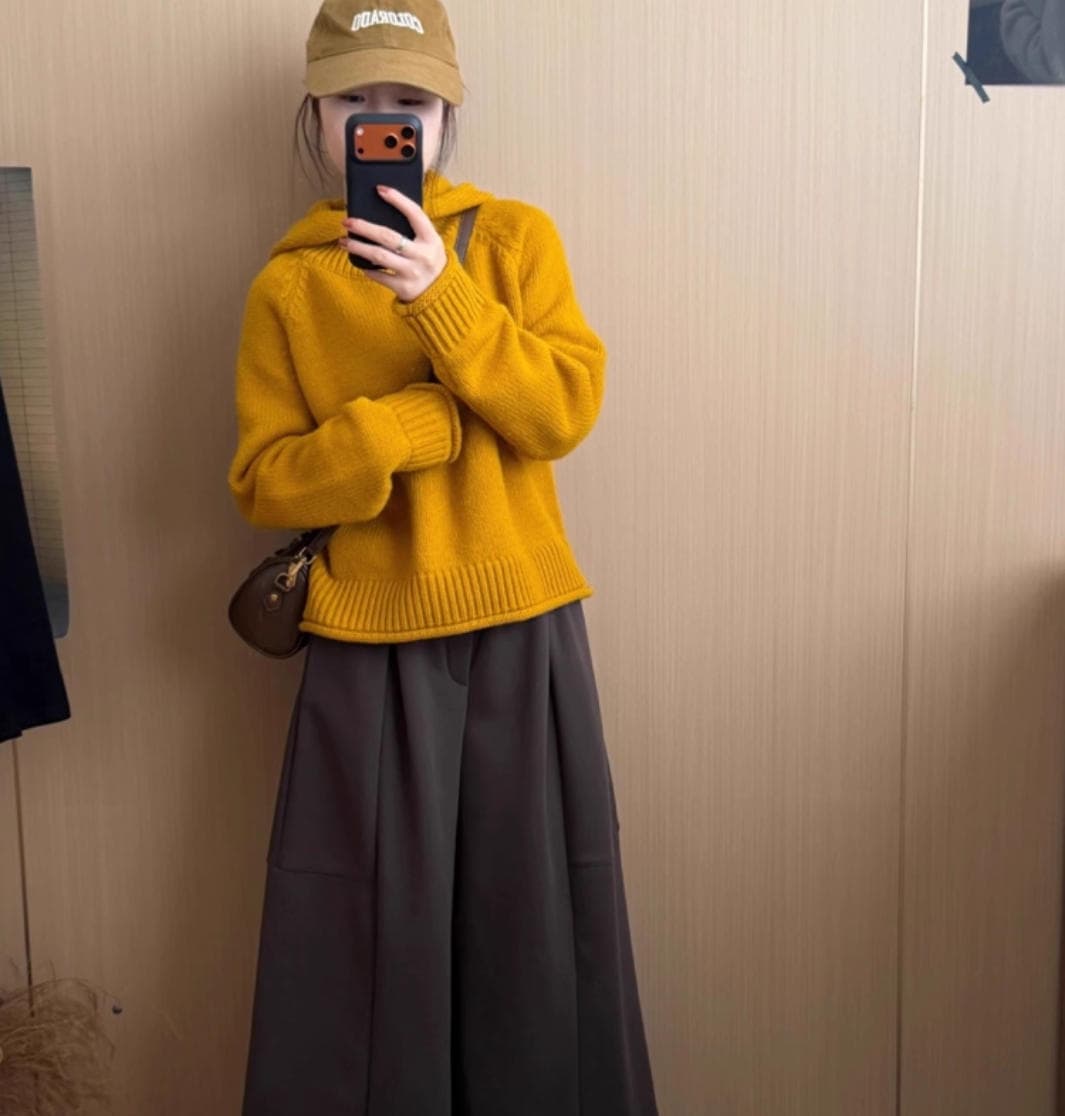 느긋한 바람 후드 두꺼운 긴팔 스웨터 여자 겨울 새로운 디자인 센스 와이드 부드러운 찹쌀 빨간색 니트 맨위 트렌디 상세 이미지 2
