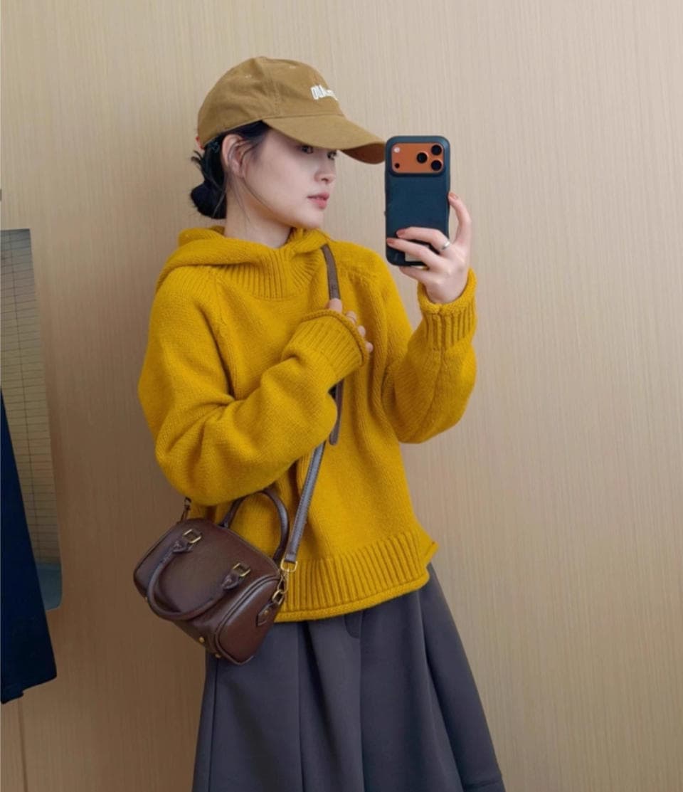 느긋한 바람 후드 두꺼운 긴팔 스웨터 여자 겨울 새로운 디자인 센스 와이드 부드러운 찹쌀 빨간색 니트 맨위 트렌디 상세 이미지 4