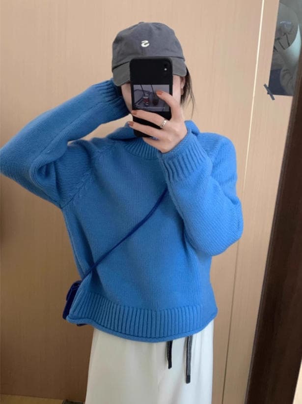 느긋한 바람 후드 두꺼운 긴팔 스웨터 여자 겨울 새로운 디자인 센스 와이드 부드러운 찹쌀 빨간색 니트 맨위 트렌디 상세 이미지 7
