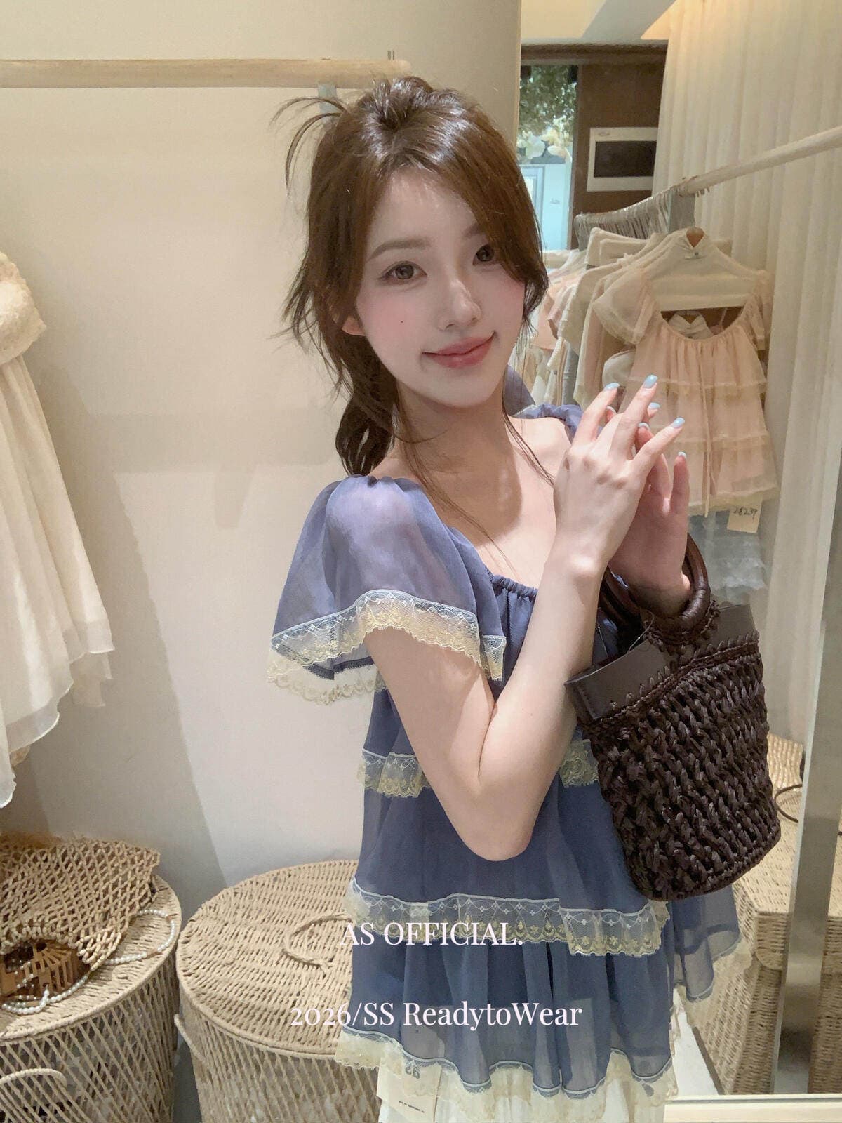 한 부서 레이스 레이스 패치워크 프릴 여성 셔츠 여름 새로운 루즈핏 슬림해 보이는 연령 감소 보트넥 맨위 트렌디 상세 이미지 2