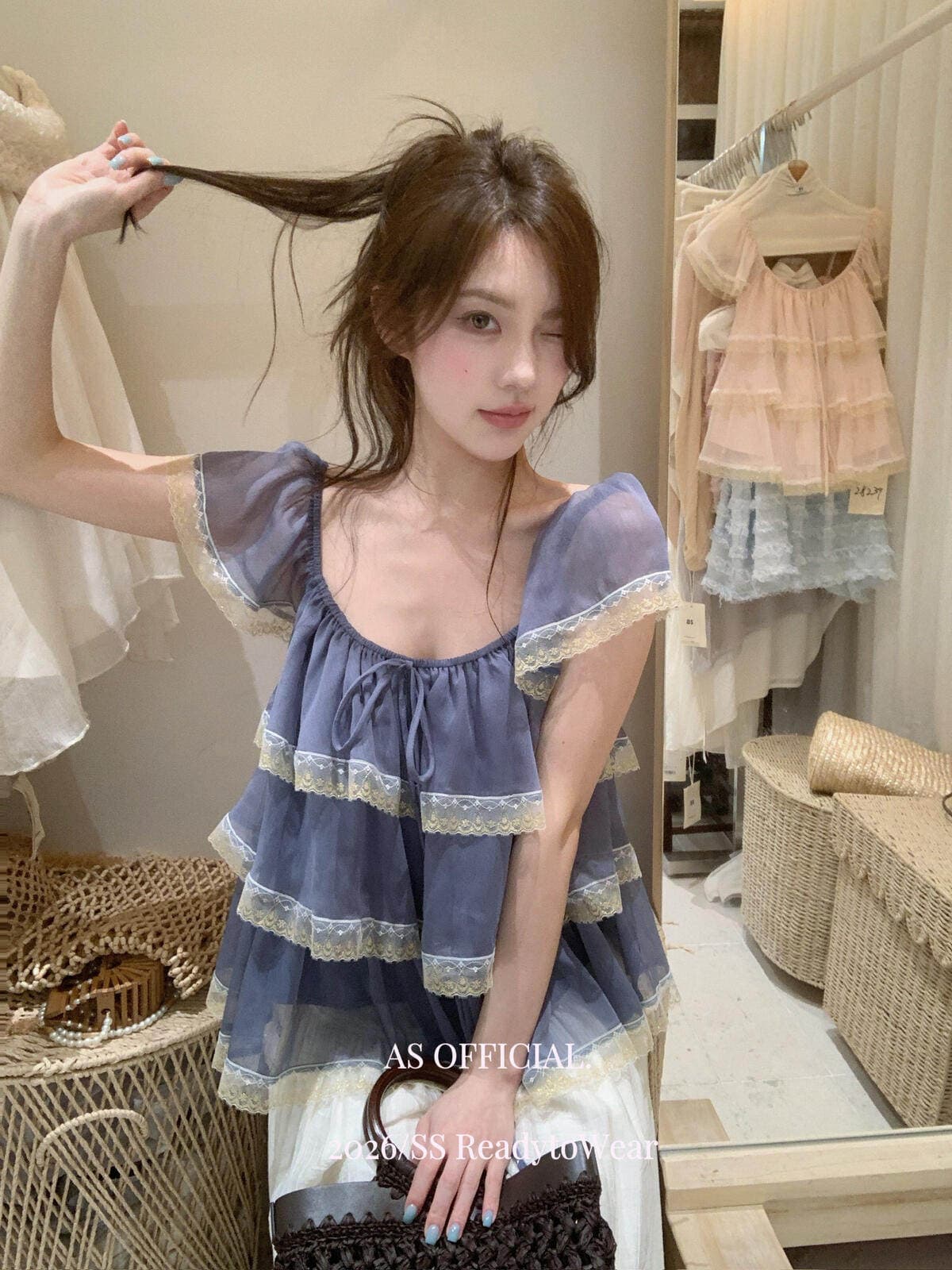 한 부서 레이스 레이스 패치워크 프릴 여성 셔츠 여름 새로운 루즈핏 슬림해 보이는 연령 감소 보트넥 맨위 트렌디 상세 이미지 14