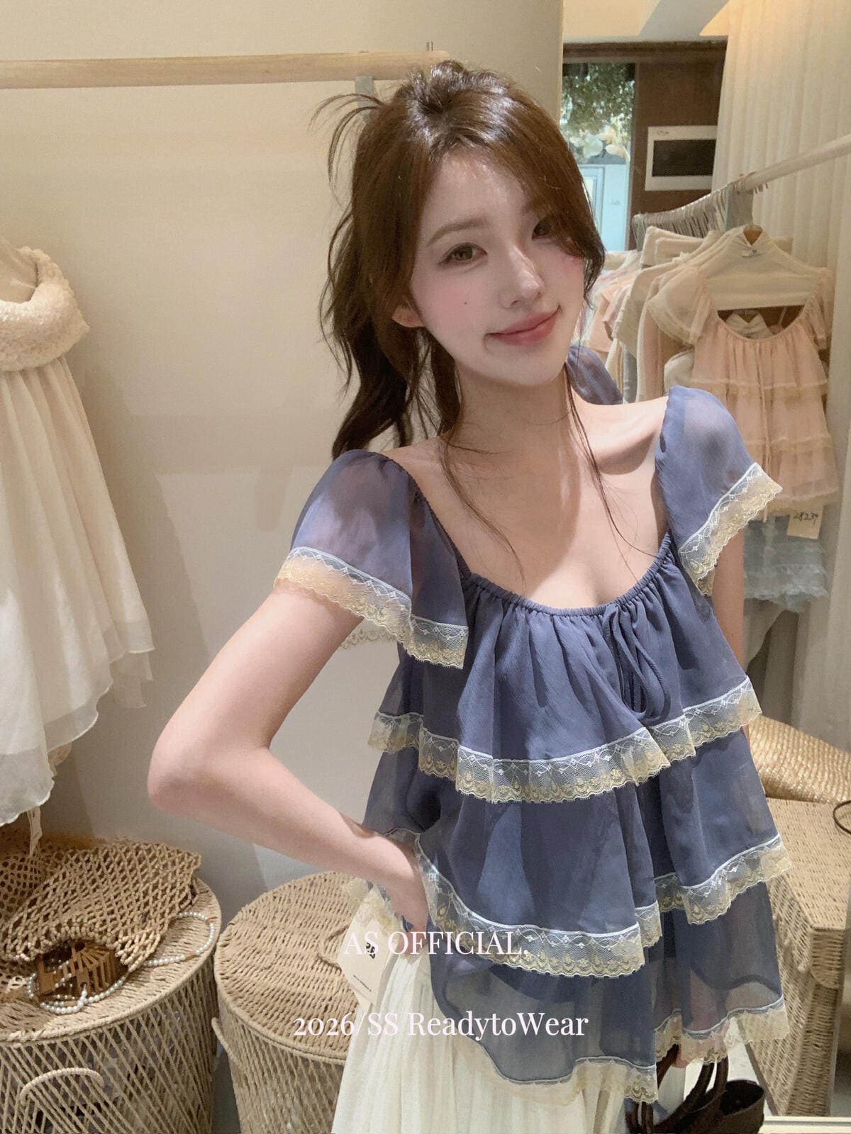 한 부서 레이스 레이스 패치워크 프릴 여성 셔츠 여름 새로운 루즈핏 슬림해 보이는 연령 감소 보트넥 맨위 트렌디 상세 이미지 27