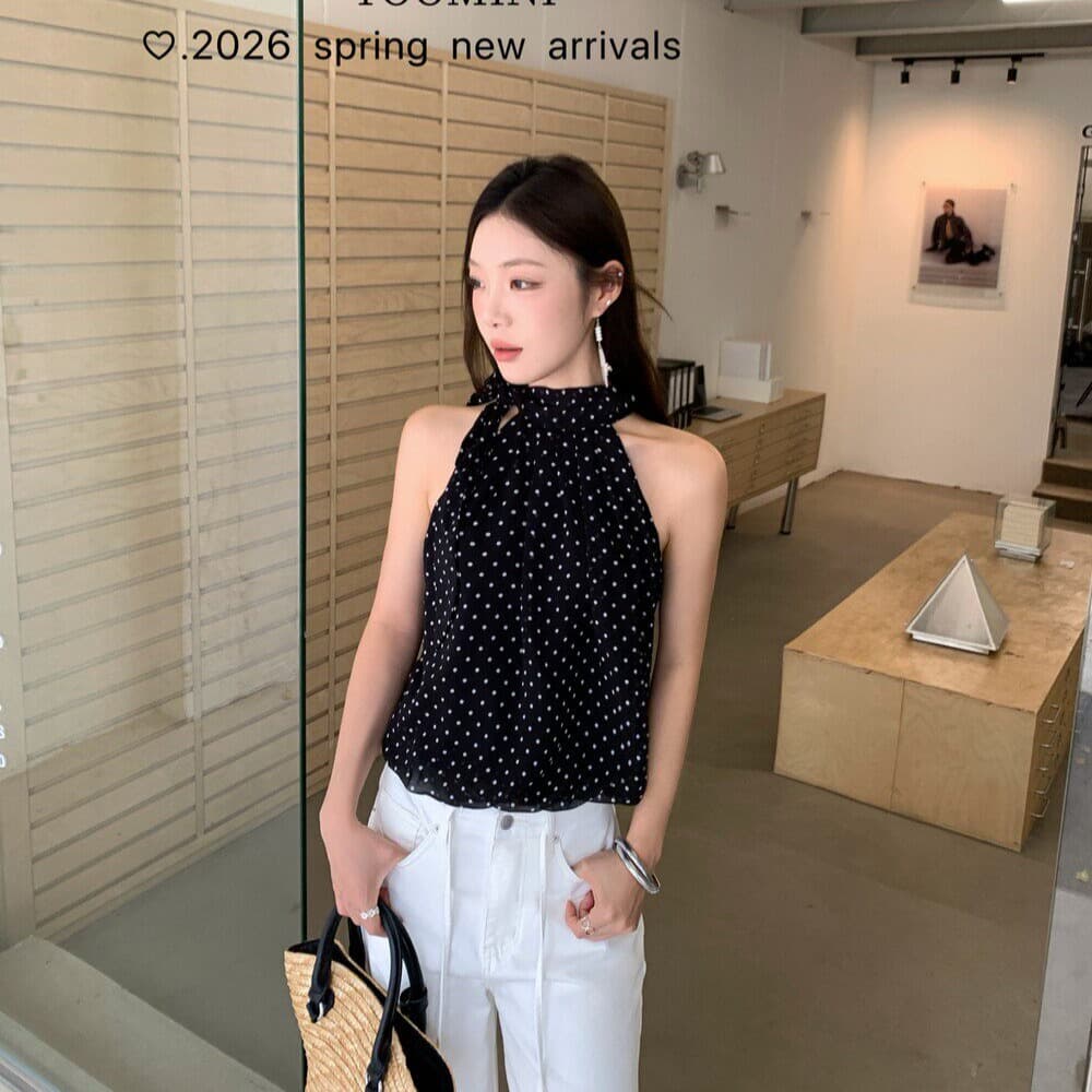 프랑스식 달콤함 외출용 민소매 꽃무늬 여성 셔츠 2026 여름 디자인 센스 작은 대중 행침 목 슬립 오프숄더 맨위 이미지 5