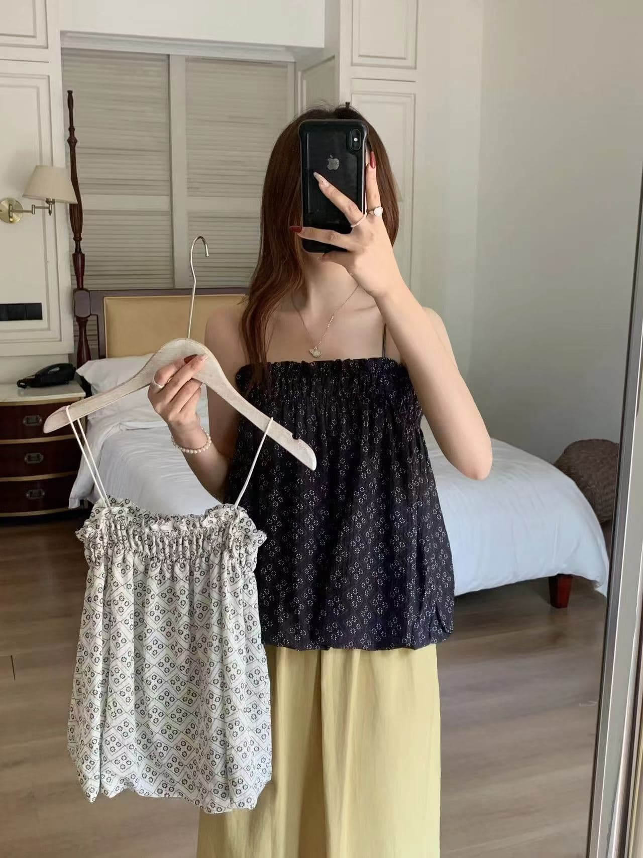 찬성 여름 한 부서 chic 여름 연령 감소 품격 레트로 외국 가스 휴가 바람 작은 꽃무늬 와이드 이미지 4