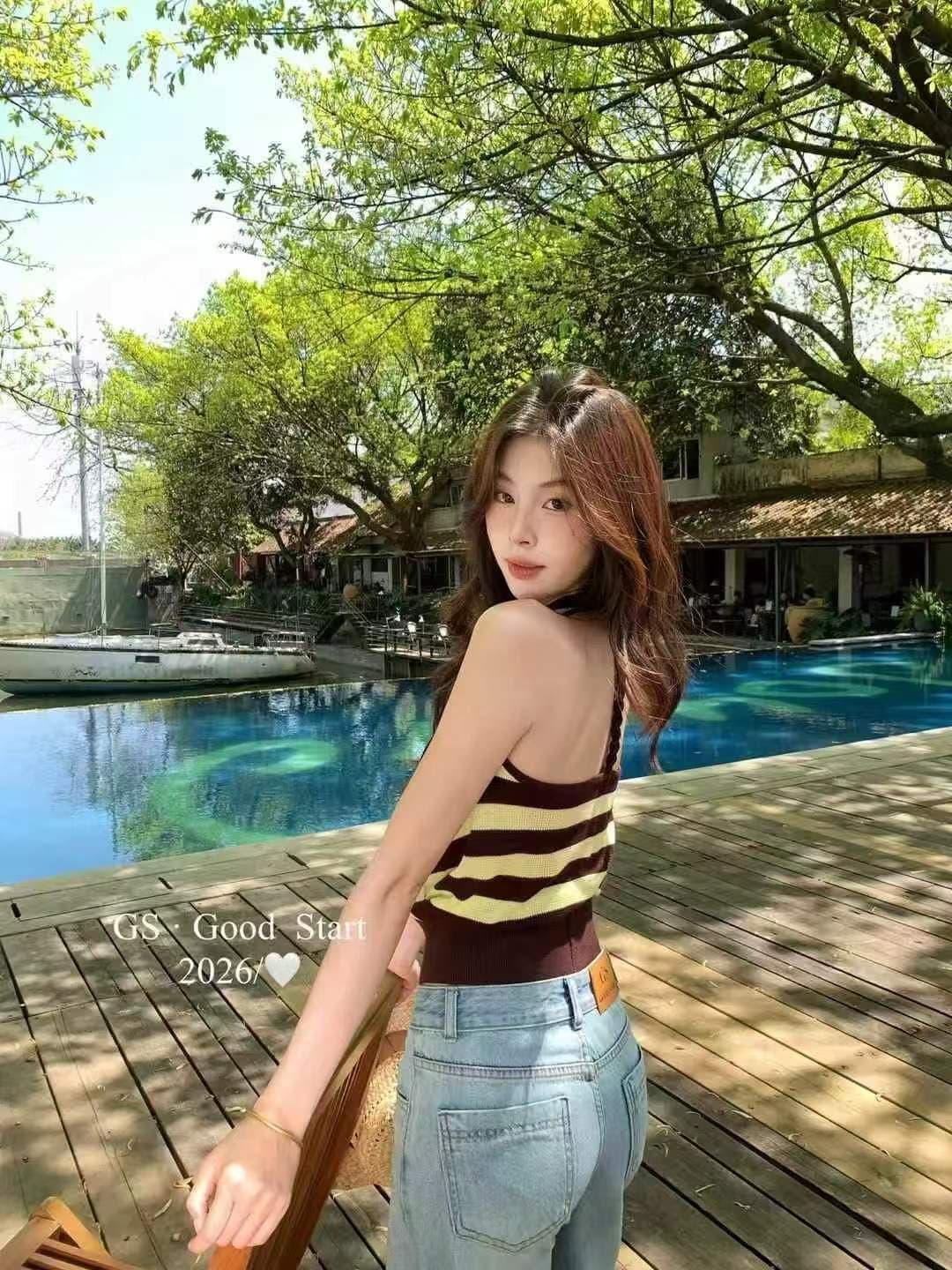 아메리칸 레트로 핫걸 배색 스트라이프 섹시함 작은 조끼 슬립 여성 여름 인사이드 가져 가라. 스택 착용 몸매 가꾸기 상세 이미지 5