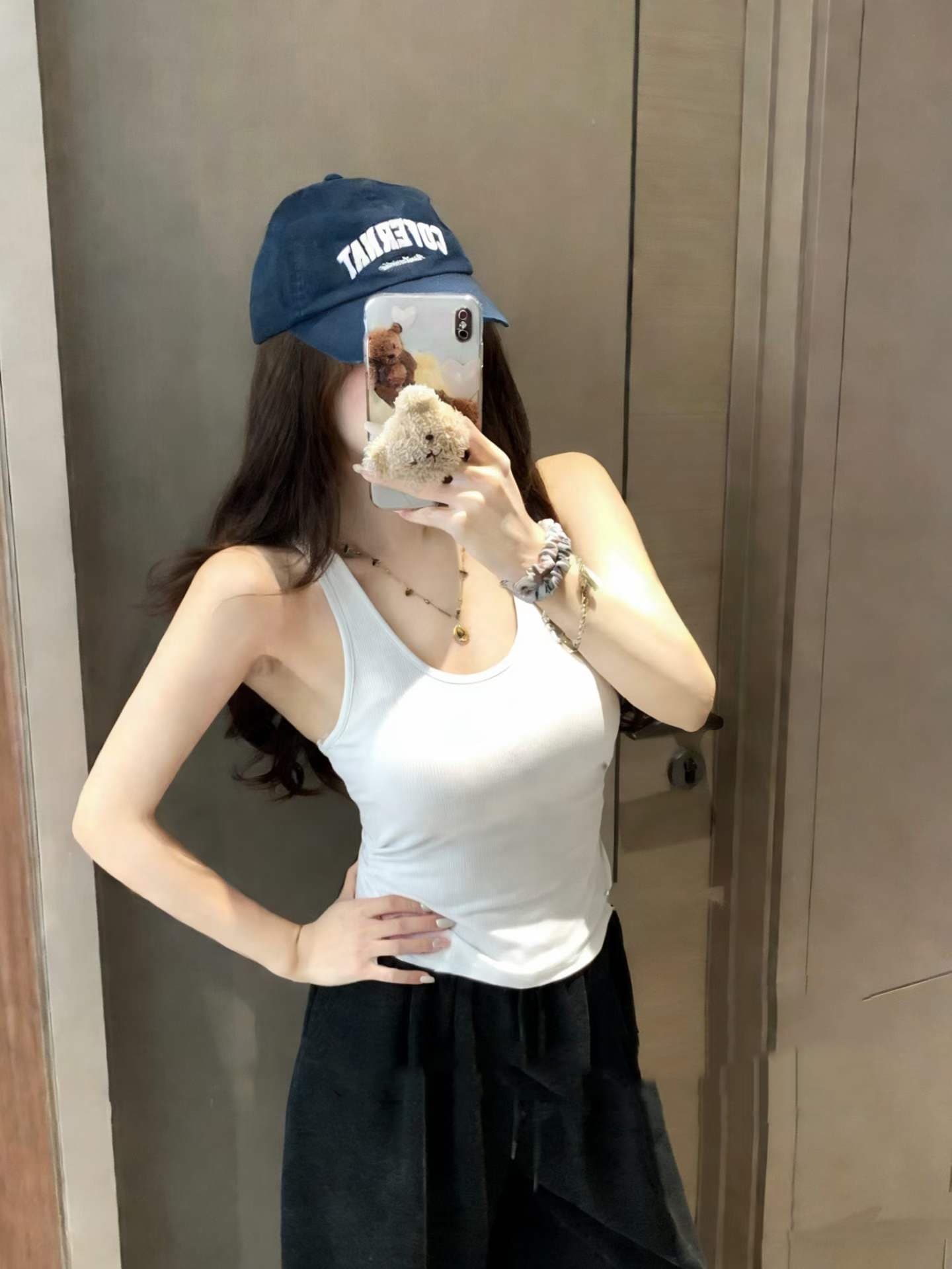 아메리칸 핫걸 백리스 u 칼라 단어 캐미솔 여름 민소매 외출용 벨트 가슴 패드 검정색 만나는 맨위 상세 이미지 3