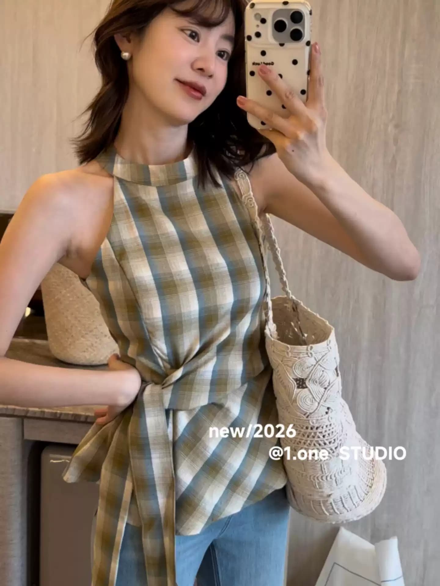 프랑스식 레트로 빨간색 체크무늬 리본 행침 목 조끼 여성 여름 달콤함 연령 감소 허리 수축 불규칙 디자인 맨위 이미지 3