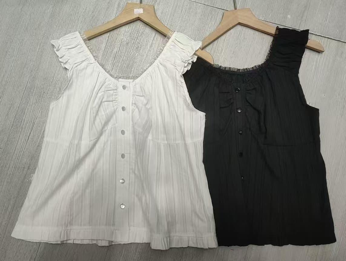 여름 한국 스타일 디자인 센스 레이스 광장 칼라 반팔 허리 수축 몸매 가꾸기 슬림해 보이는 다용도 쇼트 스타일 민소매 맨위 여성 셔츠 상세 이미지 9