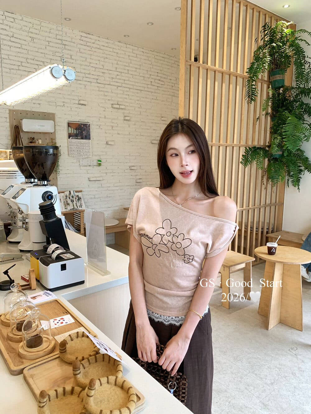 gs 여름 2026 새로운 다용도 한 부서 순수한 욕망 꽃 자수 레이스 조각 작은 셔츠 맨위 여성 셔츠 상세 이미지 1