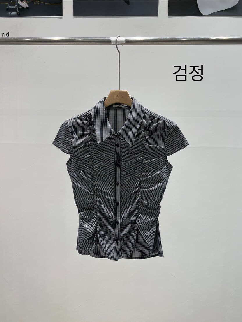 한국 동대문 구매 2026 봄 여성 의류 새로운 패션 체크무늬 허리 수축 반팔 여성 셔츠 상세 이미지 2