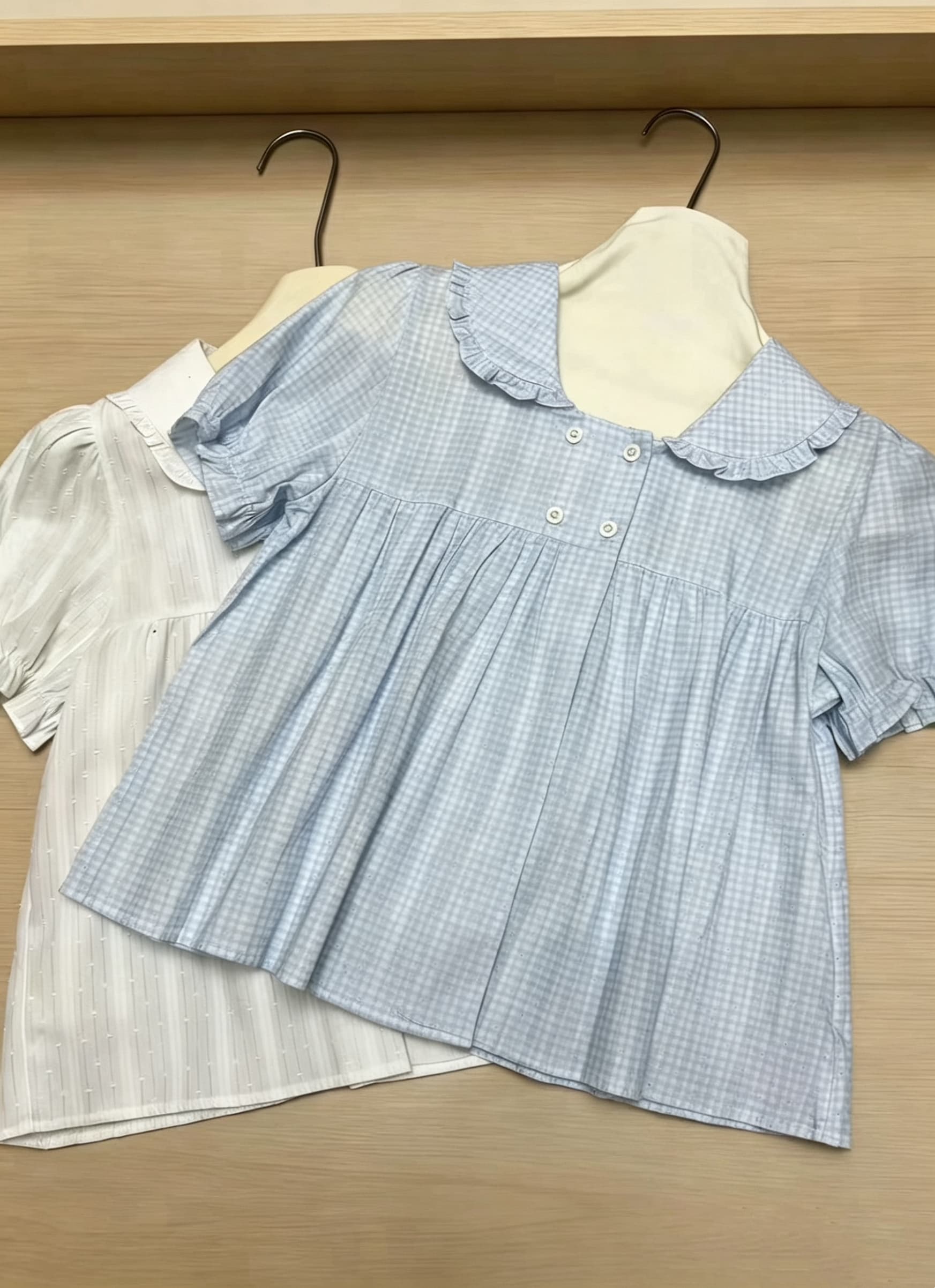 하나 버블 껌 열세 개 새로운 여름 한 부서 레이스 POLO 칼라 학원 스타일 셔츠 거품 소매 맨위 상세 이미지 1