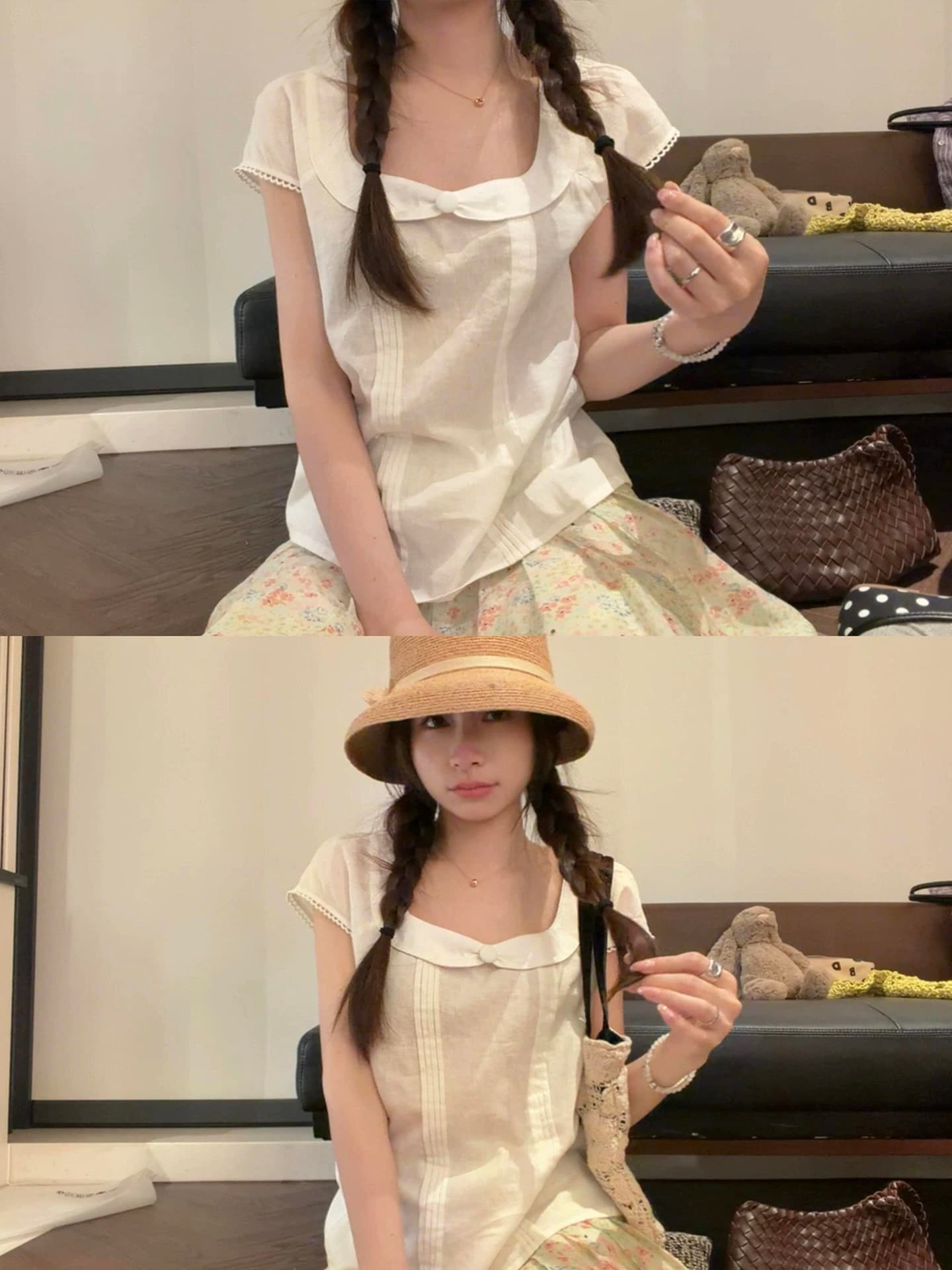 한 부서 달콤한 스타일 연령 감소 몸매 가꾸기 반팔 여성 셔츠 올해 새로운 다용도 출퇴근 슬림해 보이는 맨위 디자인 센스 트렌디 상세 이미지 4
