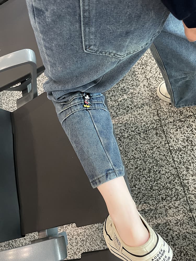 실사 봄 가을 스트레이트 청바지 여성 하이웨이스트 도루 센스 작은 키 루즈핏 빅 사이즈 8 점 와이드 레깅스 바지 상세 이미지 4