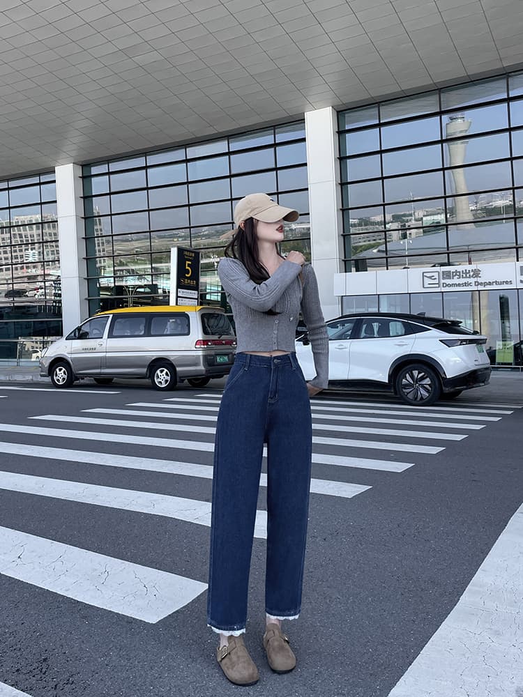 실사 봄 가을 배 모양 몸 마이크로 지방 착용 가져 가라. 빅 사이즈 청바지 아이들 할란 아빠 바지 와이드 레깅스 바지 상세 이미지 8