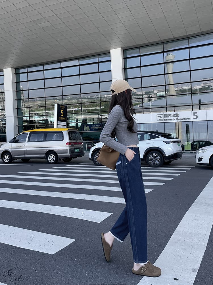 실사 봄 가을 배 모양 몸 마이크로 지방 착용 가져 가라. 빅 사이즈 청바지 아이들 할란 아빠 바지 와이드 레깅스 바지 상세 이미지 9