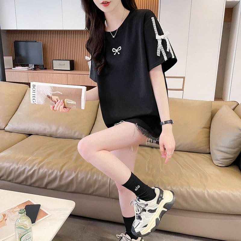 실사 2026 여름 50 면 50 폴리 에스터 남자 바 면 레이스 레이스 반팔 티셔츠 여성 상세 이미지 18
