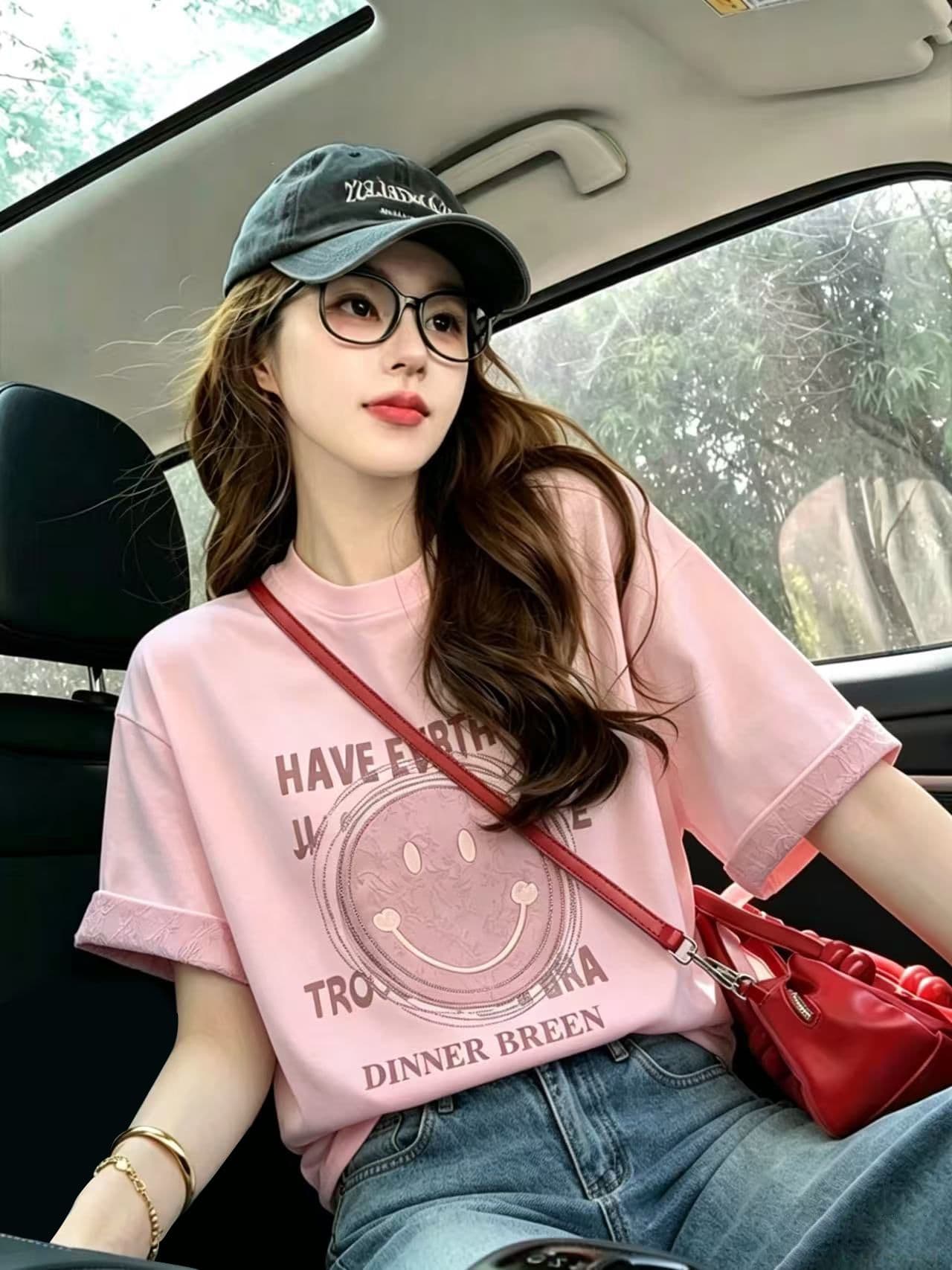 실사 2026 여름 220 그램 조수 브랜드 면 빅 사이즈 자카드 패치 프린트 자수 핫픽스 반팔 여성 상세 이미지 14