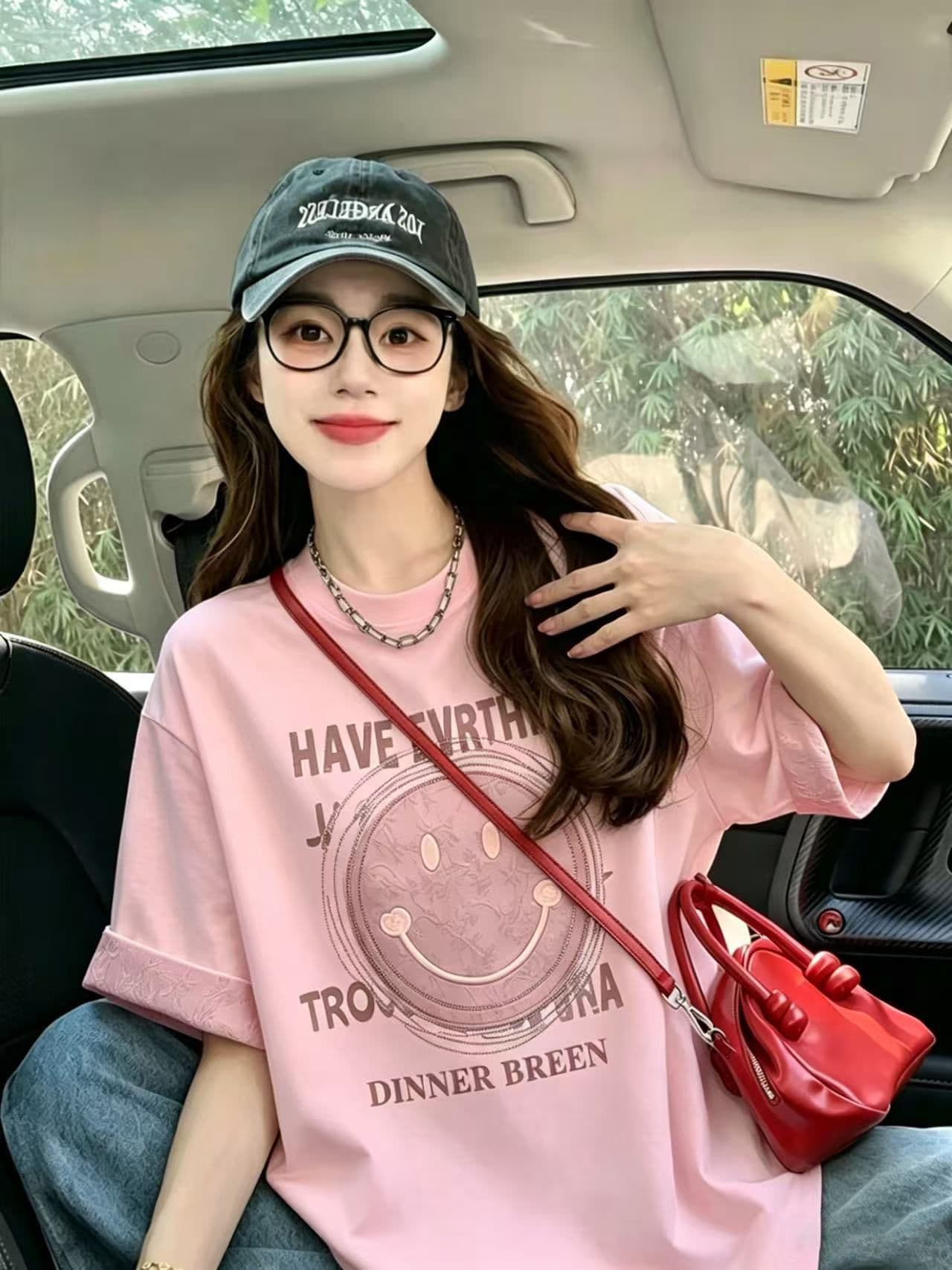 실사 2026 여름 220 그램 조수 브랜드 면 빅 사이즈 자카드 패치 프린트 자수 핫픽스 반팔 여성 상세 이미지 15