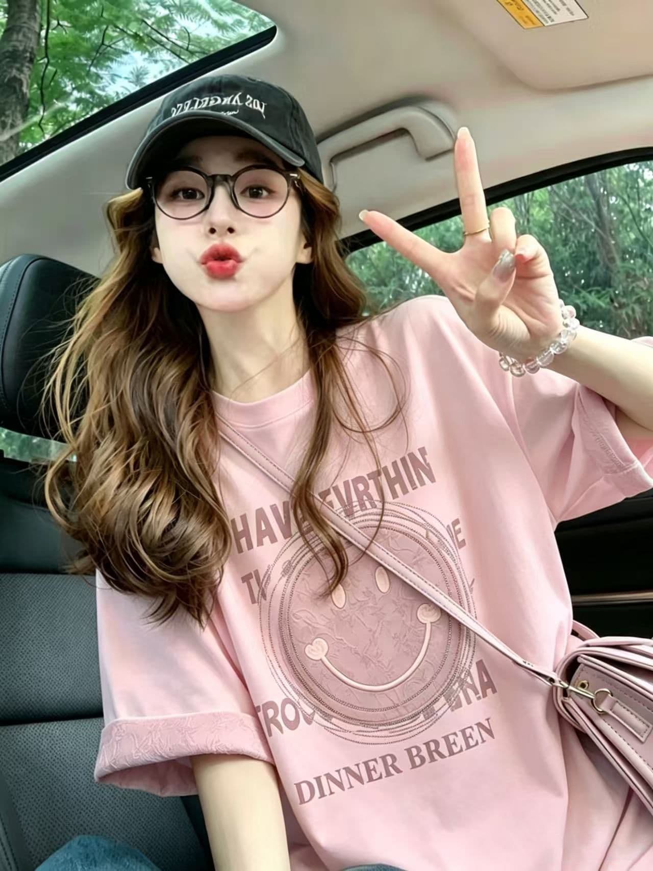 실사 2026 여름 220 그램 조수 브랜드 면 빅 사이즈 자카드 패치 프린트 자수 핫픽스 반팔 여성 상세 이미지 16