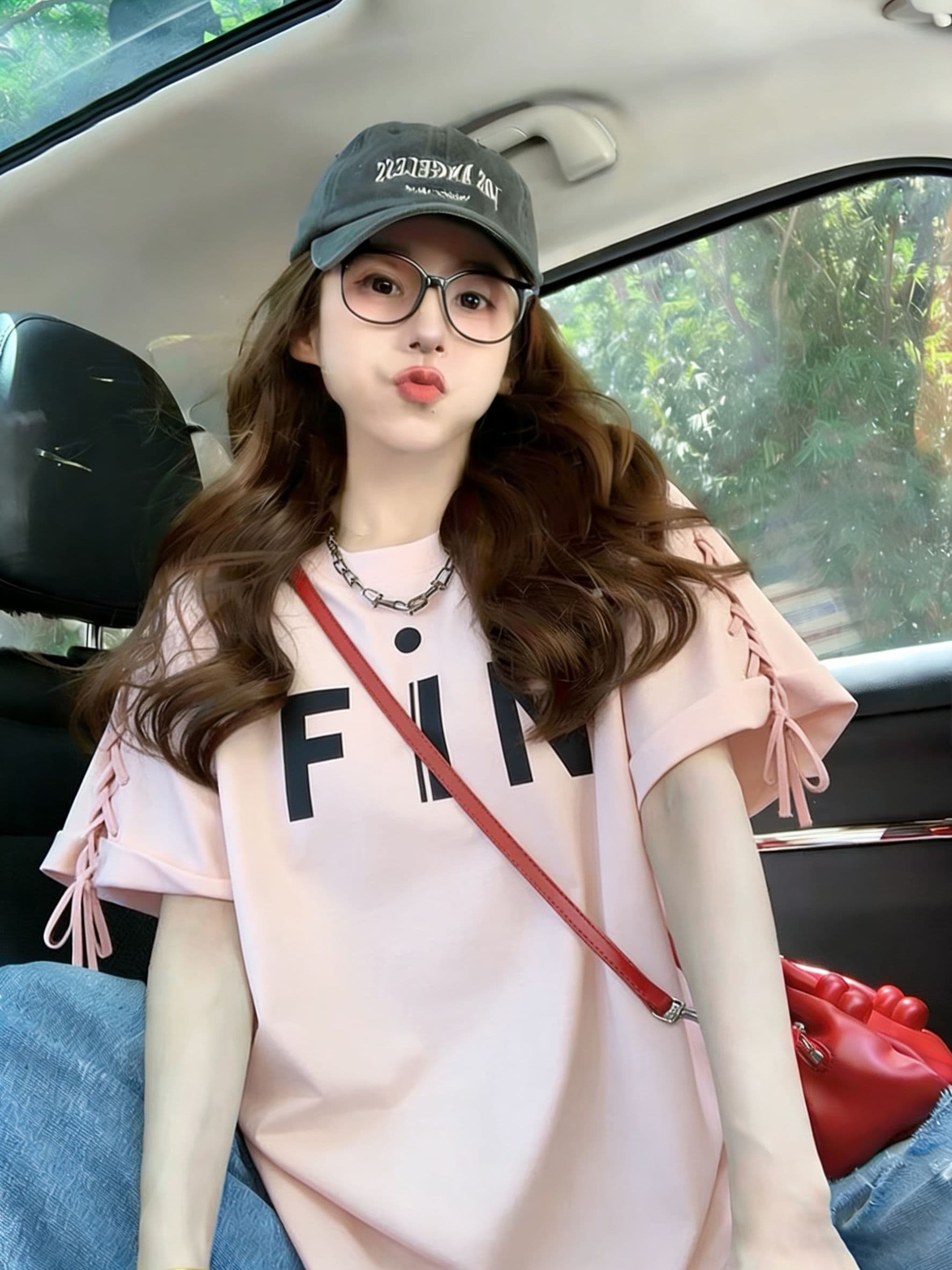 실사 2026 여름 모방 면 200그램 빅 사이즈 300 근 폭발 스트랩 맨위 루즈핏 반팔 티셔츠 여성 상세 이미지 4