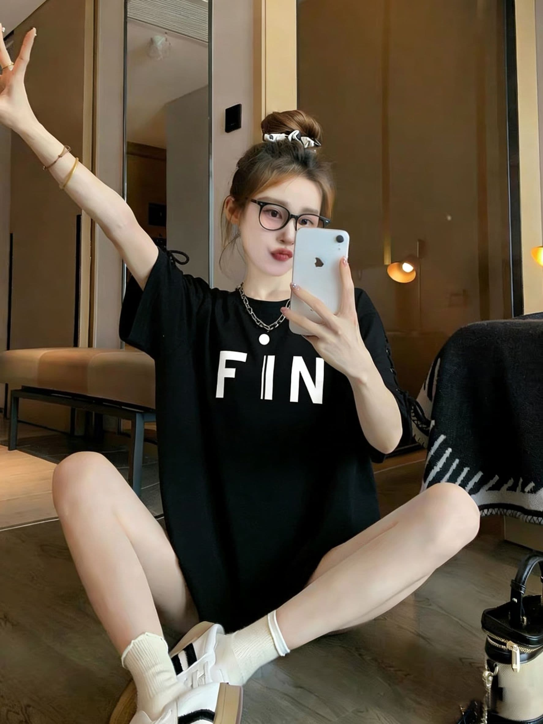 실사 2026 여름 모방 면 200그램 빅 사이즈 300 근 폭발 스트랩 맨위 루즈핏 반팔 티셔츠 여성 상세 이미지 10