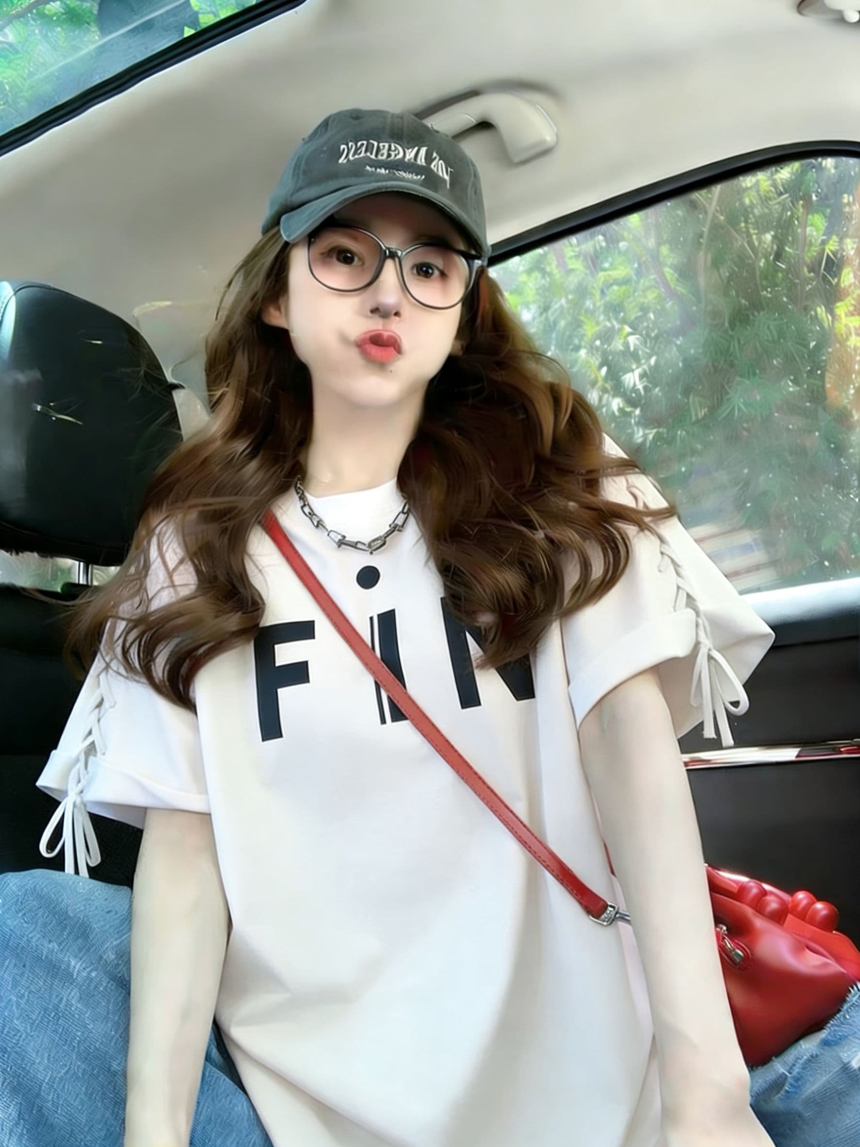 실사 2026 여름 모방 면 200그램 빅 사이즈 300 근 폭발 스트랩 맨위 루즈핏 반팔 티셔츠 여성 상세 이미지 14