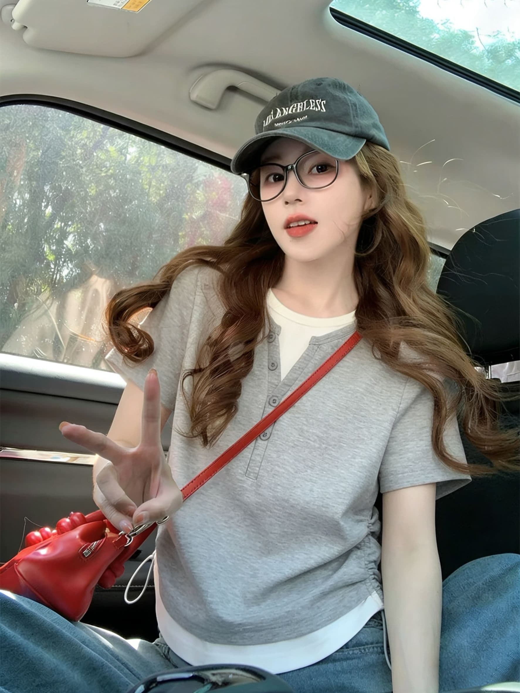 실사 2026 여름 270 그램 40 1 1 디자인 작은 대중 페이크 레이어드 몸매 가꾸기 펌프 로프 반팔 티셔츠 여성 상세 이미지 6