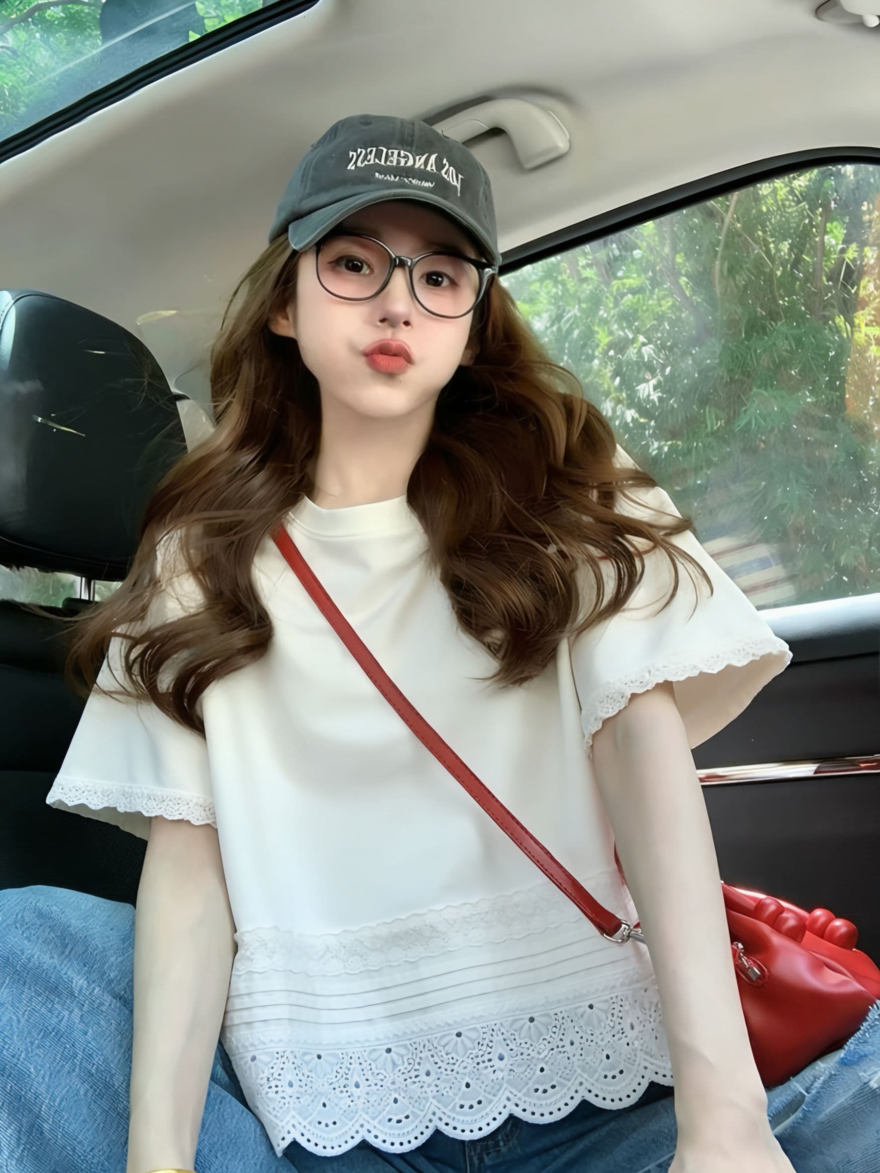 실사 2026 여름 원본 것 무거운 작업 레이스 패치워크 빅 사이즈 300 근 반팔 티셔츠 여성 상세 이미지 9