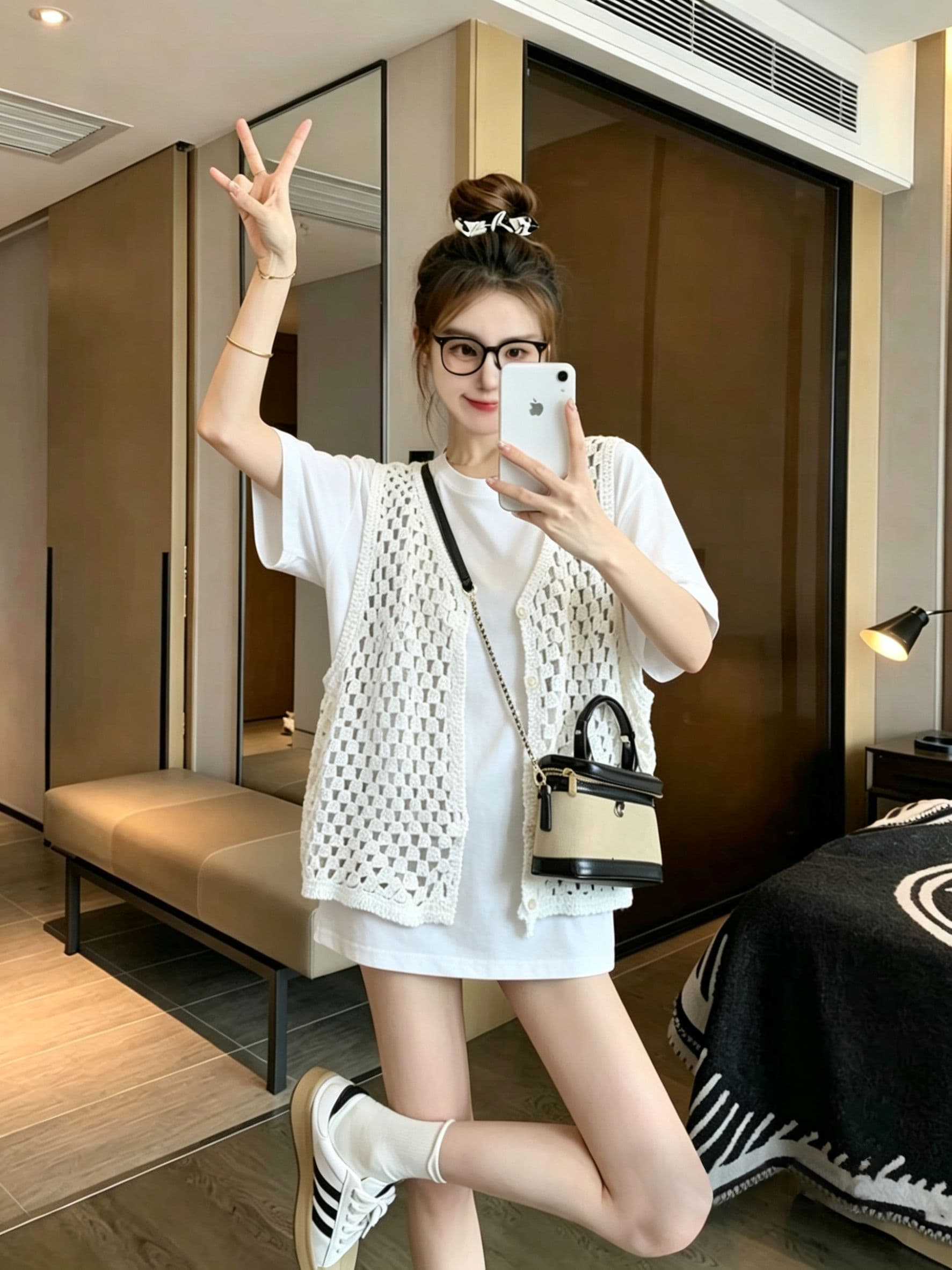 실사 2026 여름 순면 빅 사이즈 발 300 2 파운드 세트 레이스 베스트 반팔 티셔츠 여성 상세 이미지 5