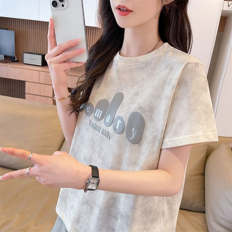 실사 2026 여름 새로운 눈꽃 면 65 면 35 폴리에스터 한국 스타일 다용도 캐주얼 반팔 티셔츠 여성 상세 이미지 14