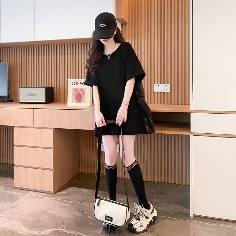 실사 2026 여름 220 그램 조수 브랜드 면 원본 솜씨 빅 사이즈 디자인 센스 반팔 티셔츠 여성 상세 이미지 3