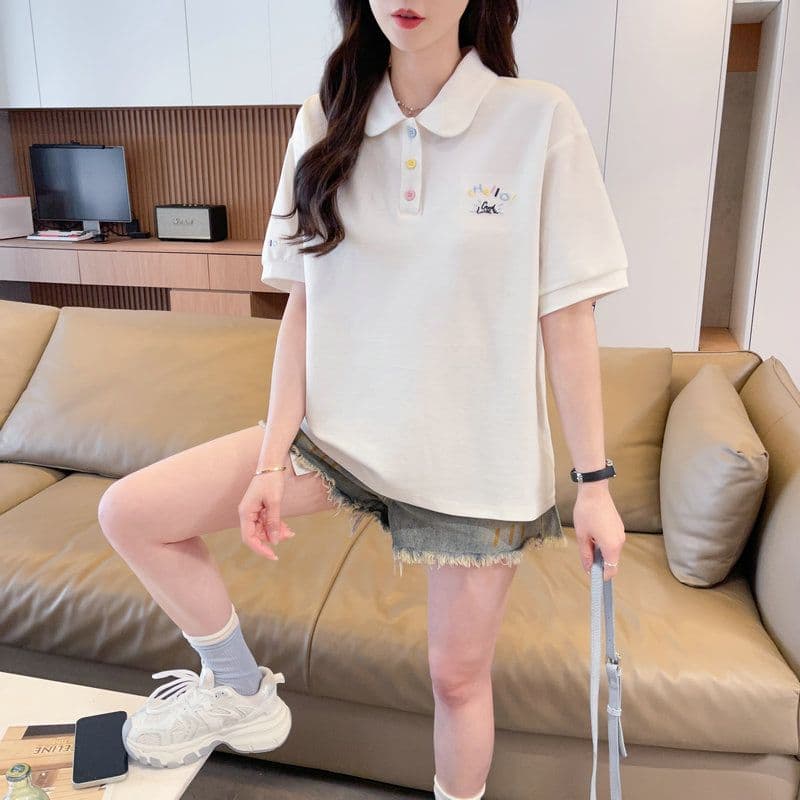 실사 2026 여름 50 면 50 폴리 에스터 남자 바 면 POLO 셔츠 반팔 티셔츠 여성
