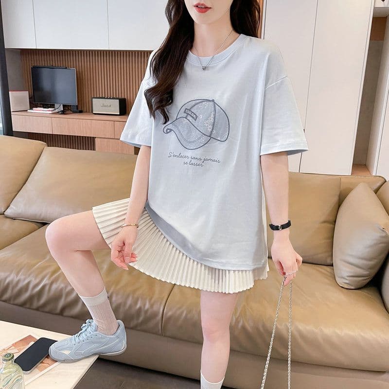실사 2026 여름 50 면 50 폴리 에스터 남자 바 면 만화 빅 사이즈 반팔 티셔츠 여성