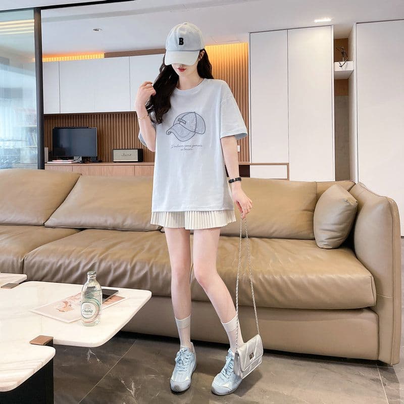 실사 2026 여름 50 면 50 폴리 에스터 남자 바 면 만화 빅 사이즈 반팔 티셔츠 여성 상세 이미지 2
