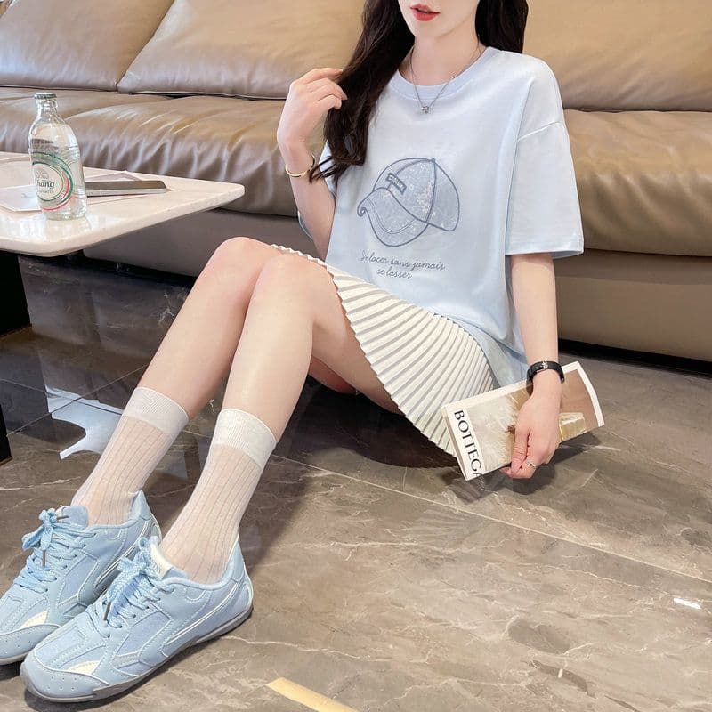 실사 2026 여름 50 면 50 폴리 에스터 남자 바 면 만화 빅 사이즈 반팔 티셔츠 여성 상세 이미지 9