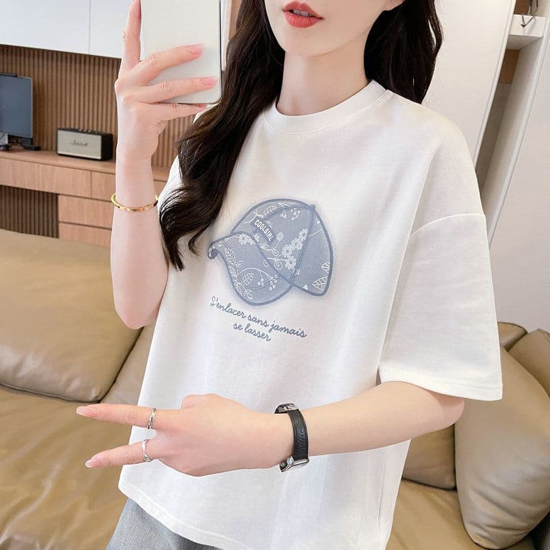 실사 2026 여름 50 면 50 폴리 에스터 남자 바 면 만화 빅 사이즈 반팔 티셔츠 여성 상세 이미지 17