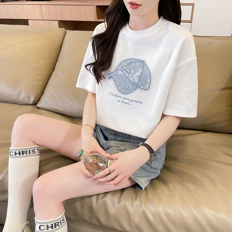 실사 2026 여름 50 면 50 폴리 에스터 남자 바 면 만화 빅 사이즈 반팔 티셔츠 여성 상세 이미지 20